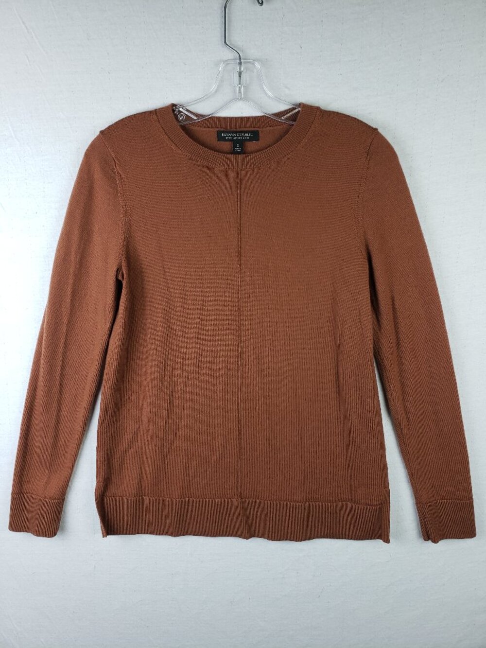 Banana Republic 100% Merino Wool Sweater Pullover Cinnamon Brown Minimalist sz S